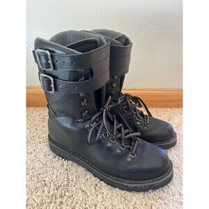 SALVATORE FERRAGAMO Black Leather High Biker Boots Mens Sz 8 D Double Monk Strap
